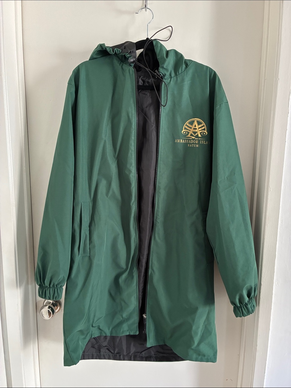 Green Hooded Rain Jacket size large